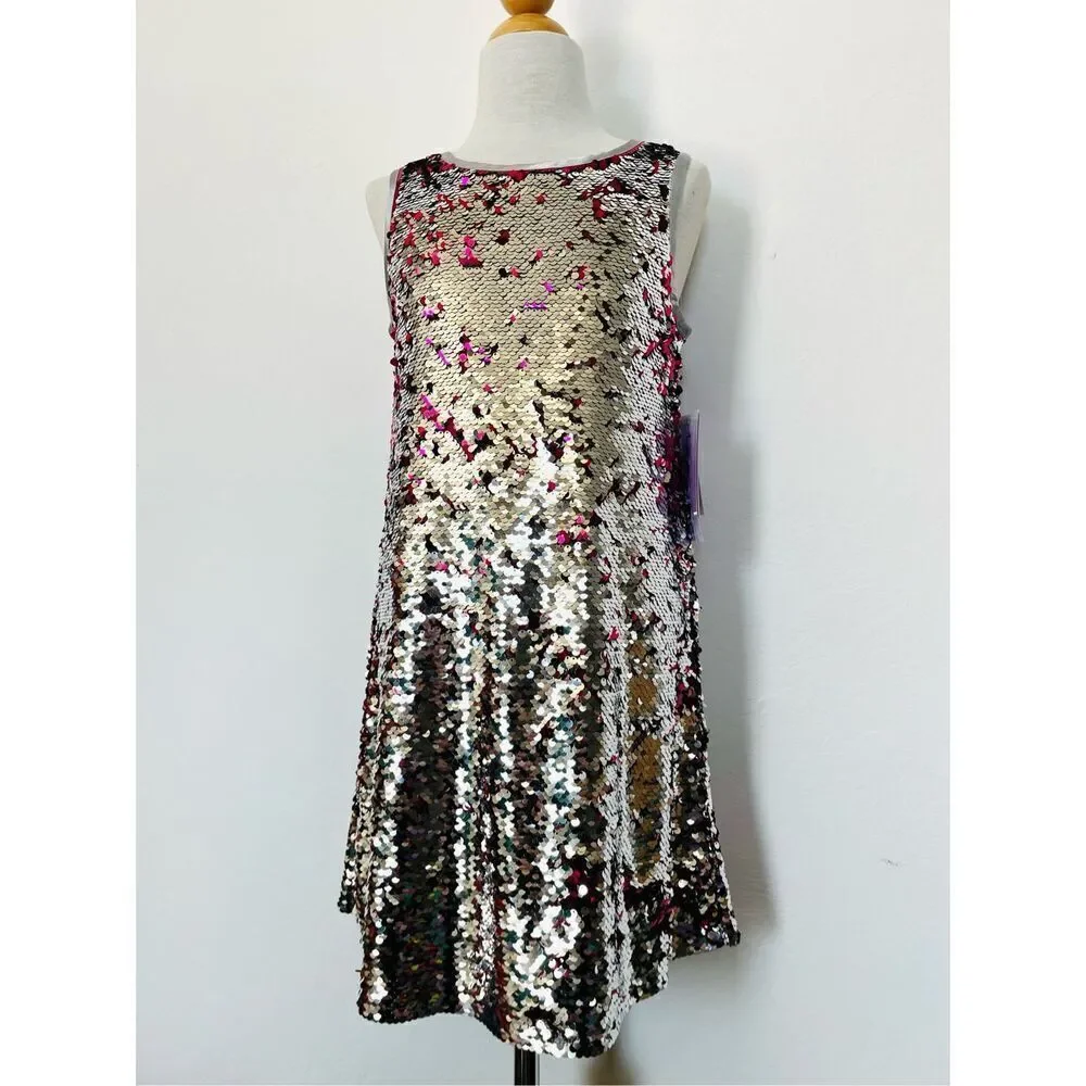 NEW Lavender by Us Angels Girls 7/8 Reversable Sequin Sleeveless Party Dress